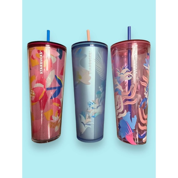 Starbucks Other - Lot of 3 Starbucks 2023 SPRING FLOWER Venti Cold Cup Tumblers | Pink Blue Floral